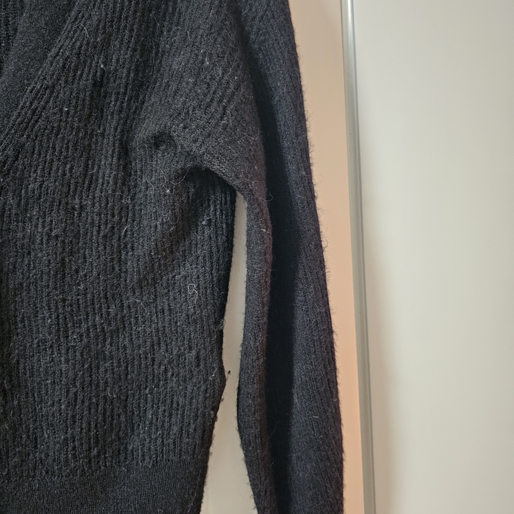 Quince Black Alpaca Bell Sleeve Cardigan Sweater Button - Picture 7 of 9